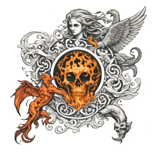 A Tattoo Combining Of Ancient Understanding Of Heaven And Hell