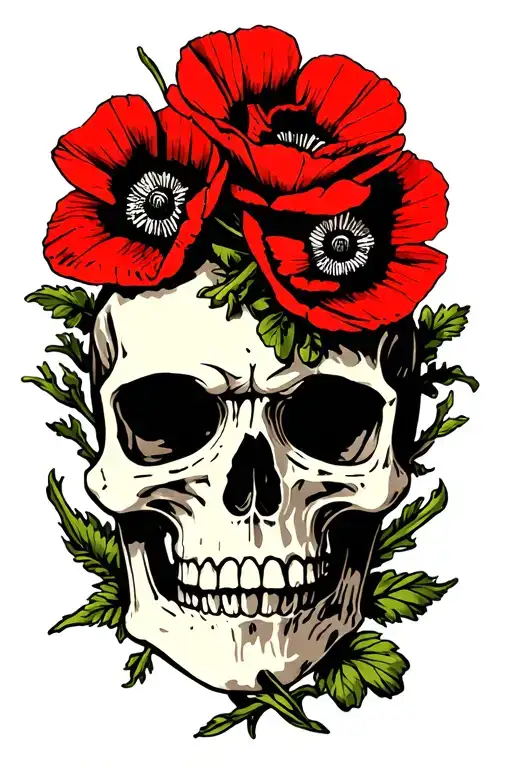 Skull And Poppies