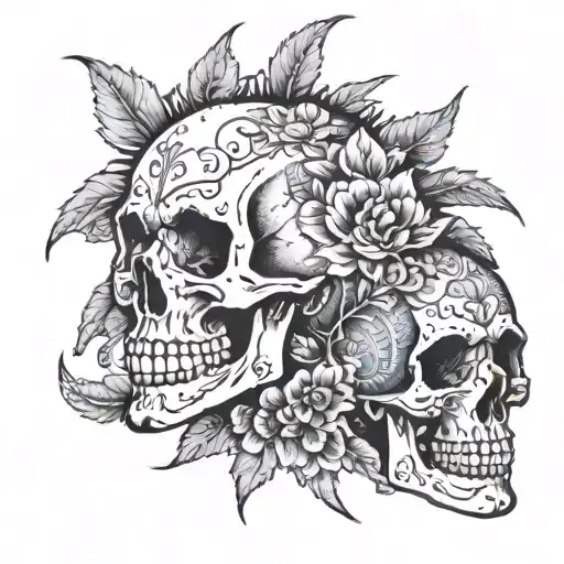 Skull With Kangas And Fielden On Each Side