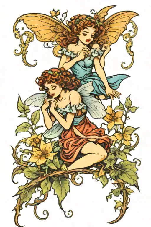 Fairies Sitting On A Vine