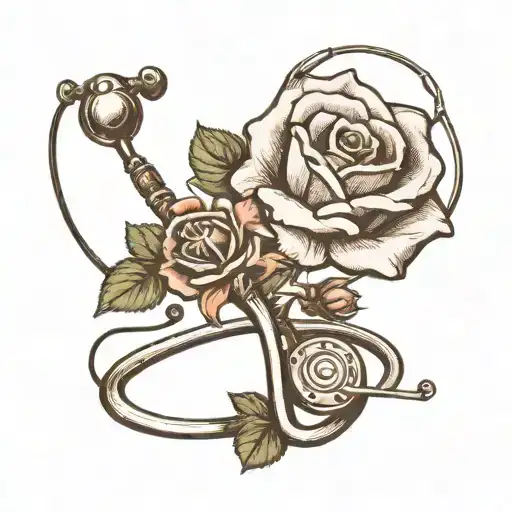 A Stethoscope Intertwined With A Blooming Rose