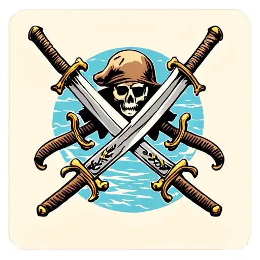 Two Curved Pirate Sabers Lying Crosswise