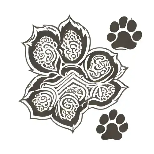 Dog Paw Print Forming A Unique Geometric Pattern