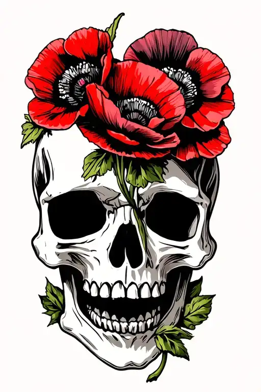 Skull And Poppies