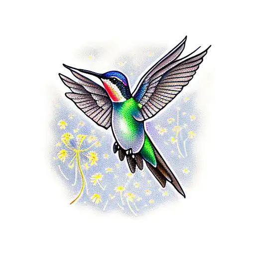 Hummingbird With Dandelions