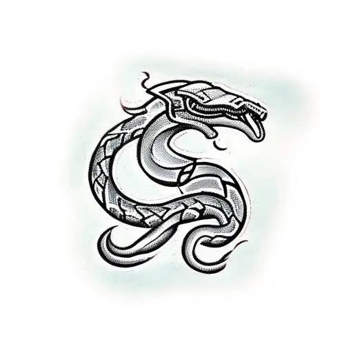 Traditional Viking Tattoo With Jormungandr Snake Armband