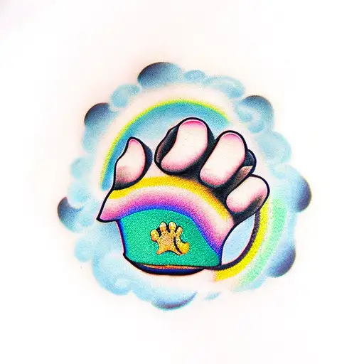 Dog Paw With Rainbow