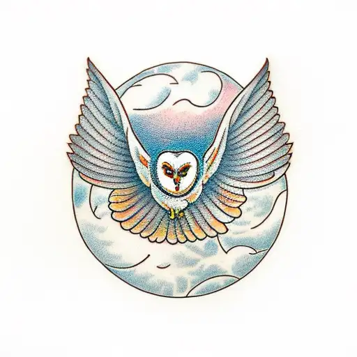 Front Facing Barn Owl Flying