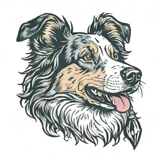 Australian Shepherd Dog Head Smoking A Pipe