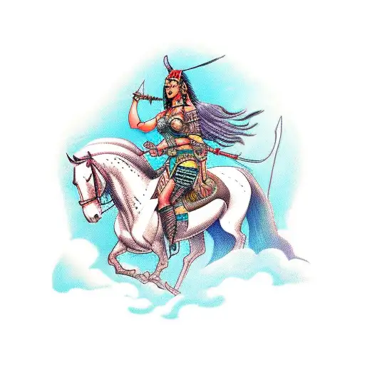Amazonian Warrior Woman On A Horse