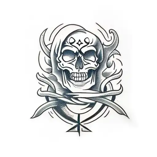 Skull With Scorpio Zodiac Arm