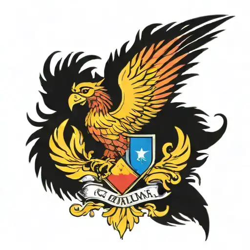 A Traditional Catalan Flag With A Phoenix Perched On Top