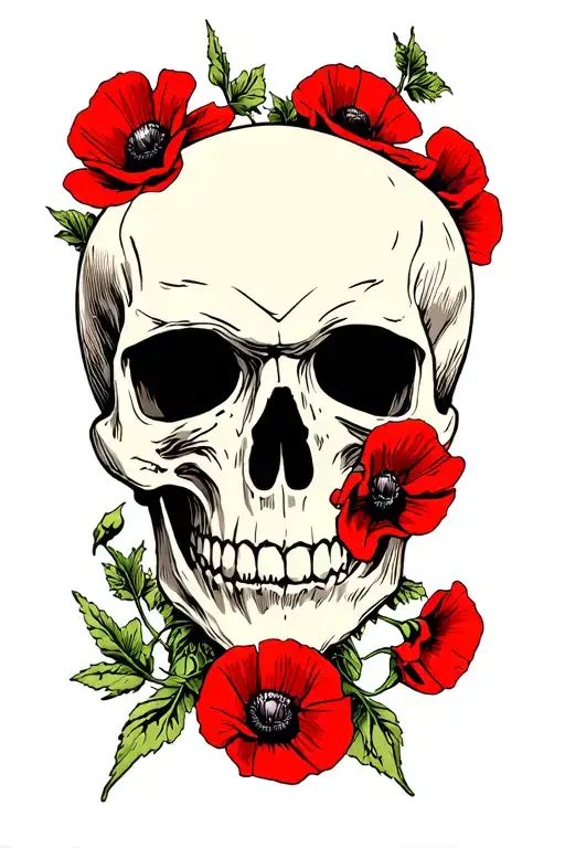 Skull And Poppies