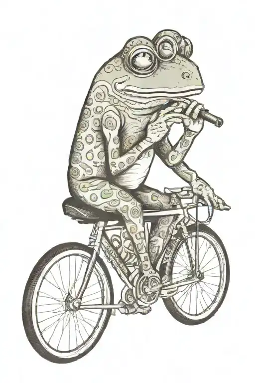 Frog Smoking A Cigarette And Riding An Old School Bicycle