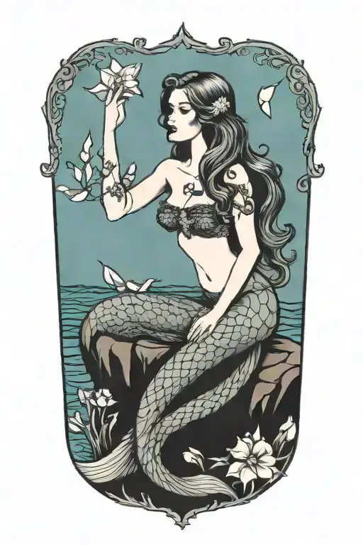 Gothic Mermaid Sitting On A Rock