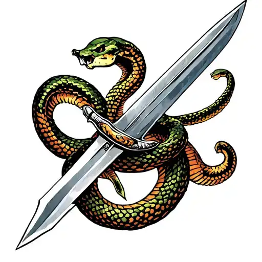 Dagger And A Snake Wrapped
