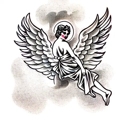 An Angel With Outstretched Arms On Back