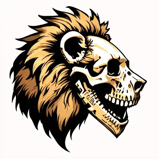 A Lion Head That Has A Terminator Type Skull Exposed From Scars And Fights