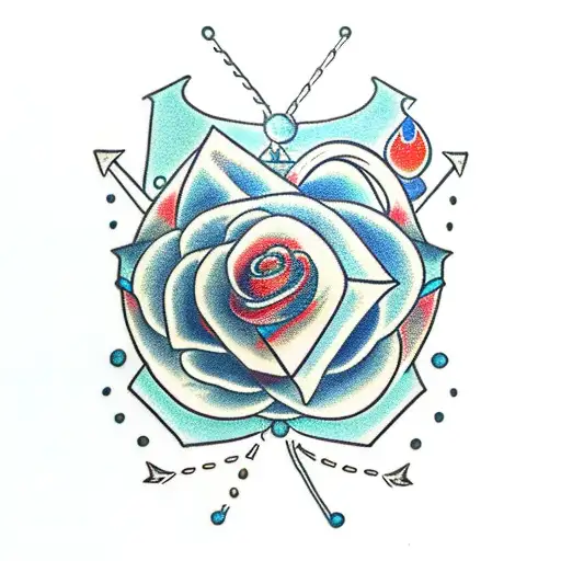 Anchor With Blue Rose