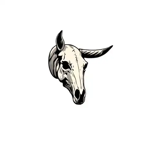 Horse Skull From Side View With No Hair Tattoo Holding