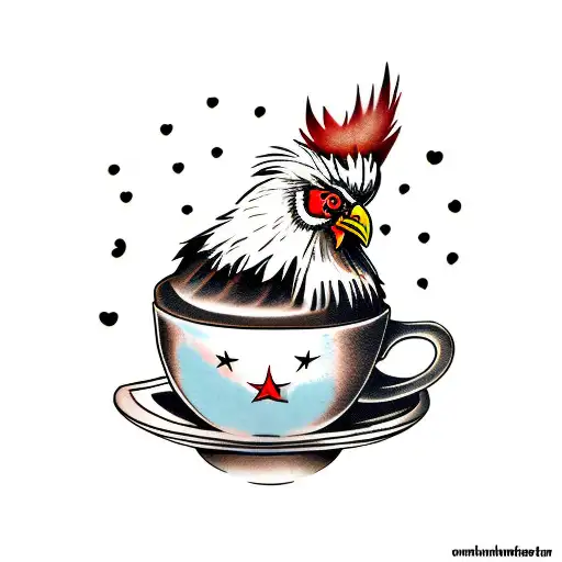 Evil Chicken In Coffee Cup