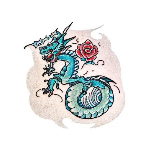 Full Body Dragon With Flowers