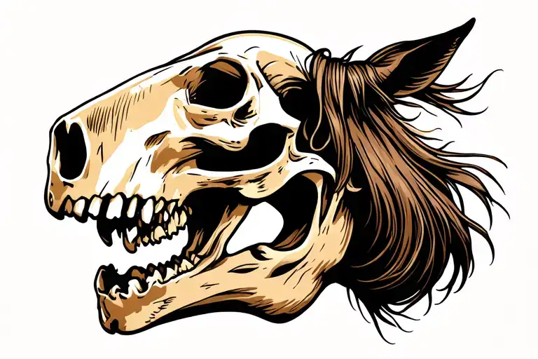 Horse Skull From Side View With No Hair