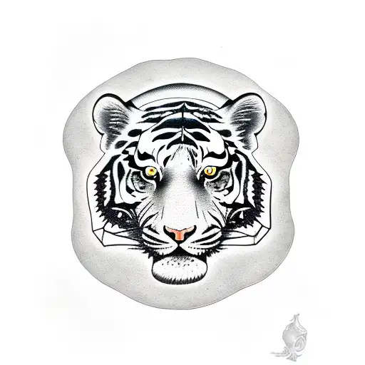 Tiger Head With A Seeing Eye Embraced By The Moon