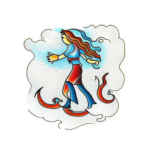 Person Walking Through Fire And Water