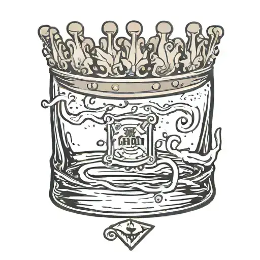 Glass Of Whisky With A Cigarette In It And A Crown
