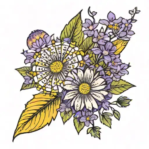 Yellow Dandelion With Purple Lilac Petals
