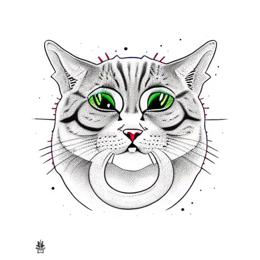 A Big Scary Cannibal Cat Bayun On An Iron Pole Against The Backdrop Of A Forest