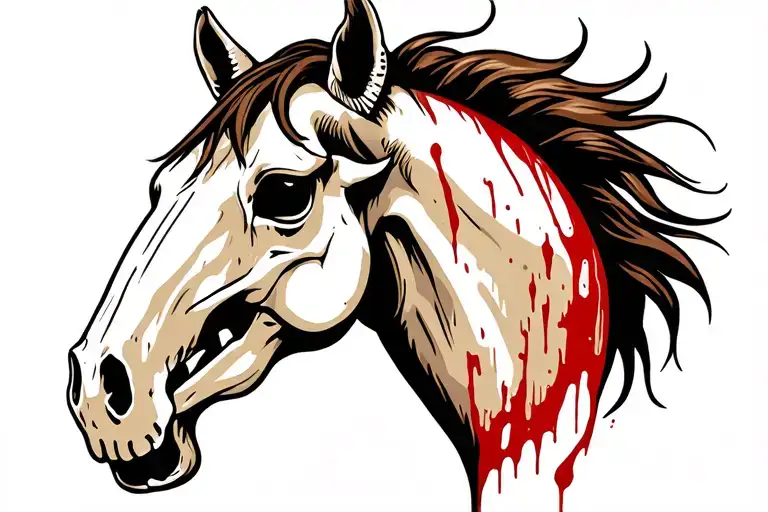 Bloody Horse Skull From Side View