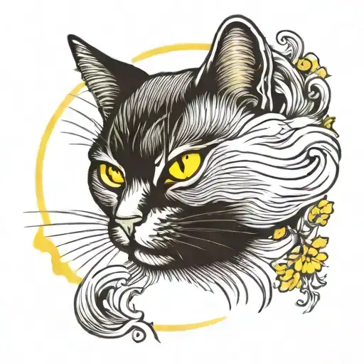 White Cat With Yellow Eyes And Piercing