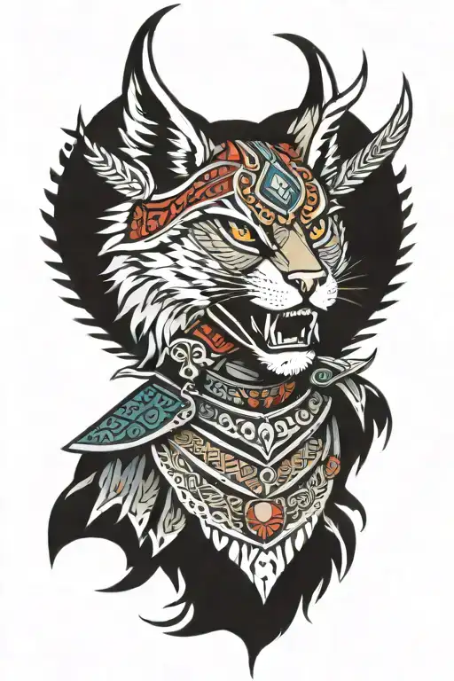 A Fierce Lynx Warrior Adorned With Traditional Slavian Armor And Weapons