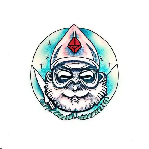 A Garden Gnome With An Evil Grin Holding A Bloody Knife