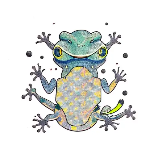 Gecko With Travel Backpack On It's Back