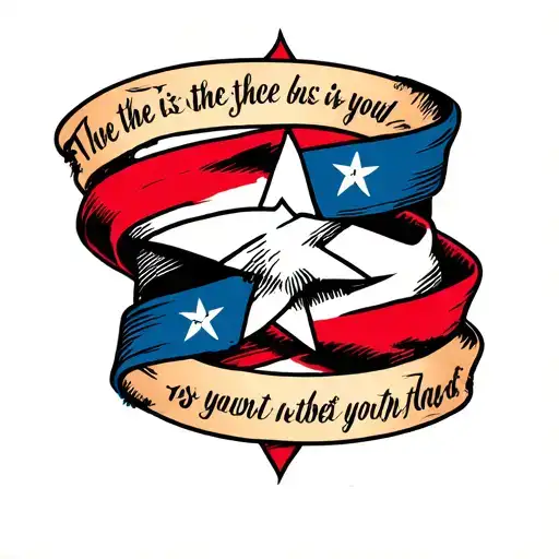 Amercican Made Quote Wrapping Around Elbow Twice With A Star Between Each Quote