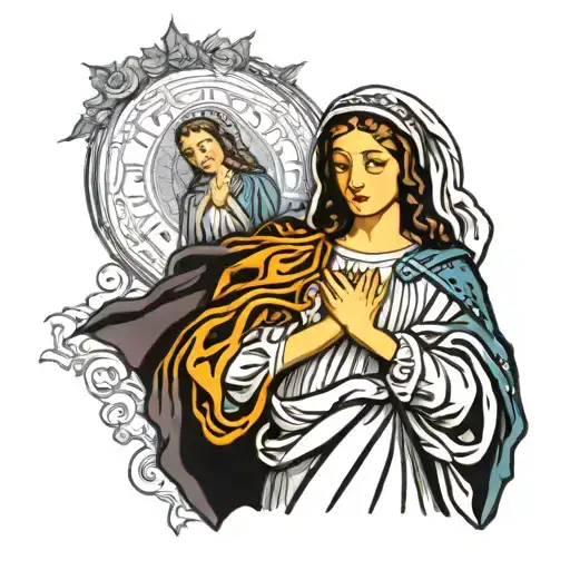 Sexy Virgin Mary With Open Robe Revealing Sexy Breats Hips And Thighs