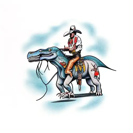 Cowboy Riding A Dinosaur