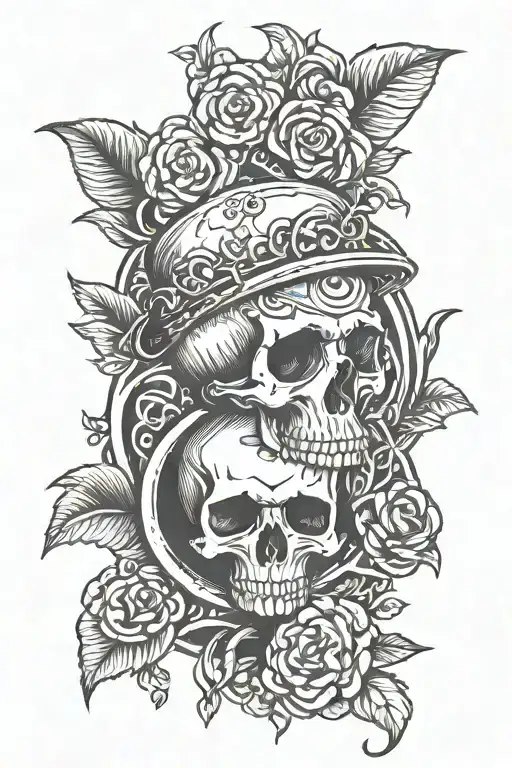 Skull In Center Of Recycle Symbol Surrounded