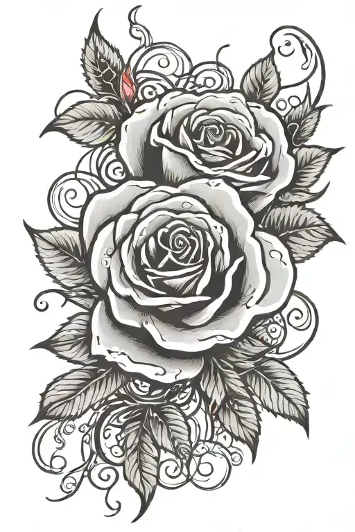 Rose With Thorns And Circles Arranged Vertically