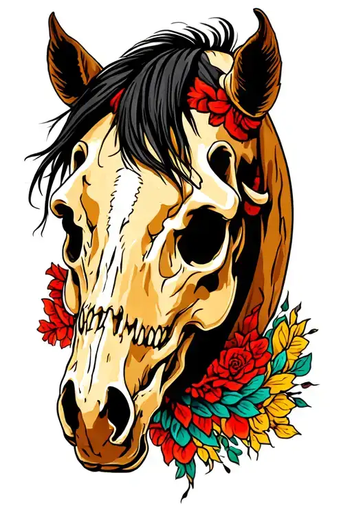 Horse Skull From Side View With No Hair