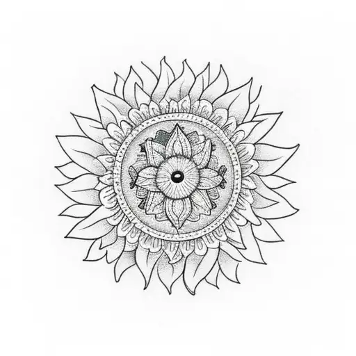 Mandala With A Sunflower In The Middle