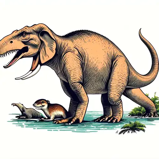 Allosaurus Elephant And Otter