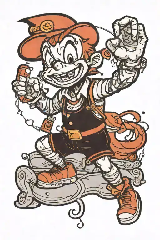 A Blackwork Tattoo Featuring A Cartoon Character From Your Childhood Memories