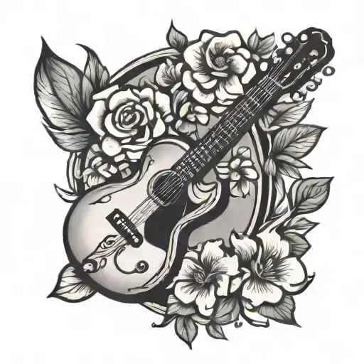 Guitar And Cosmo Flowers