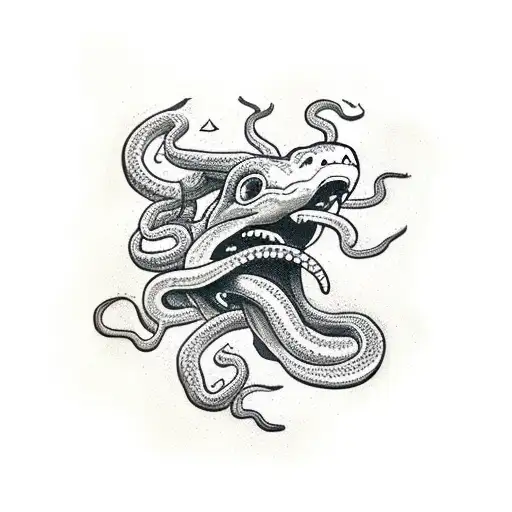 Medusa Screaming With A Snake Coming Out Her Eye