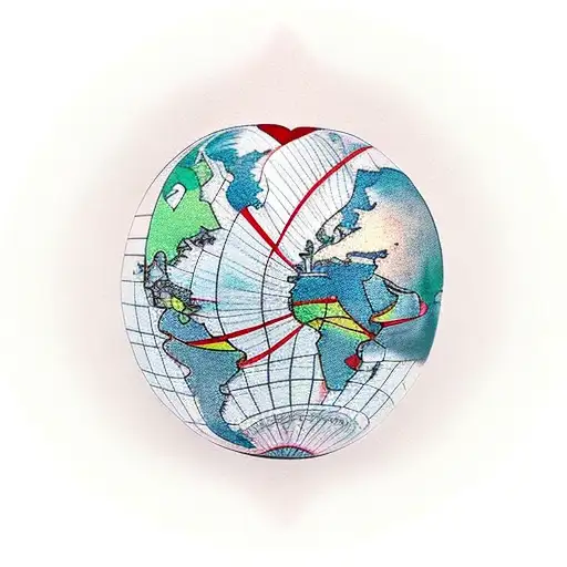 A Minimalist Heart-shaped Globe With Artistic Elements Representing Different Countries
