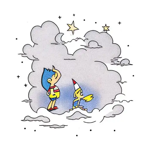 A Dad And Little Girl Looking Up At A Cloudy Sky